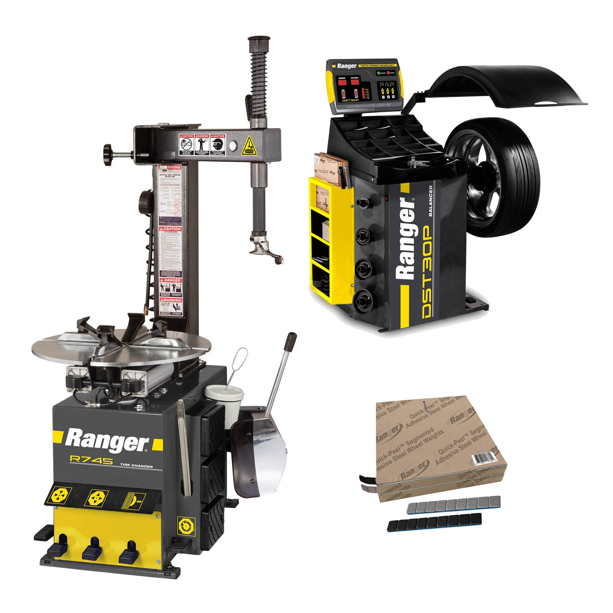 Ranger R980XR Tire Changer + DST30P Wheel Balancer + Tape Wheel Weights Combo